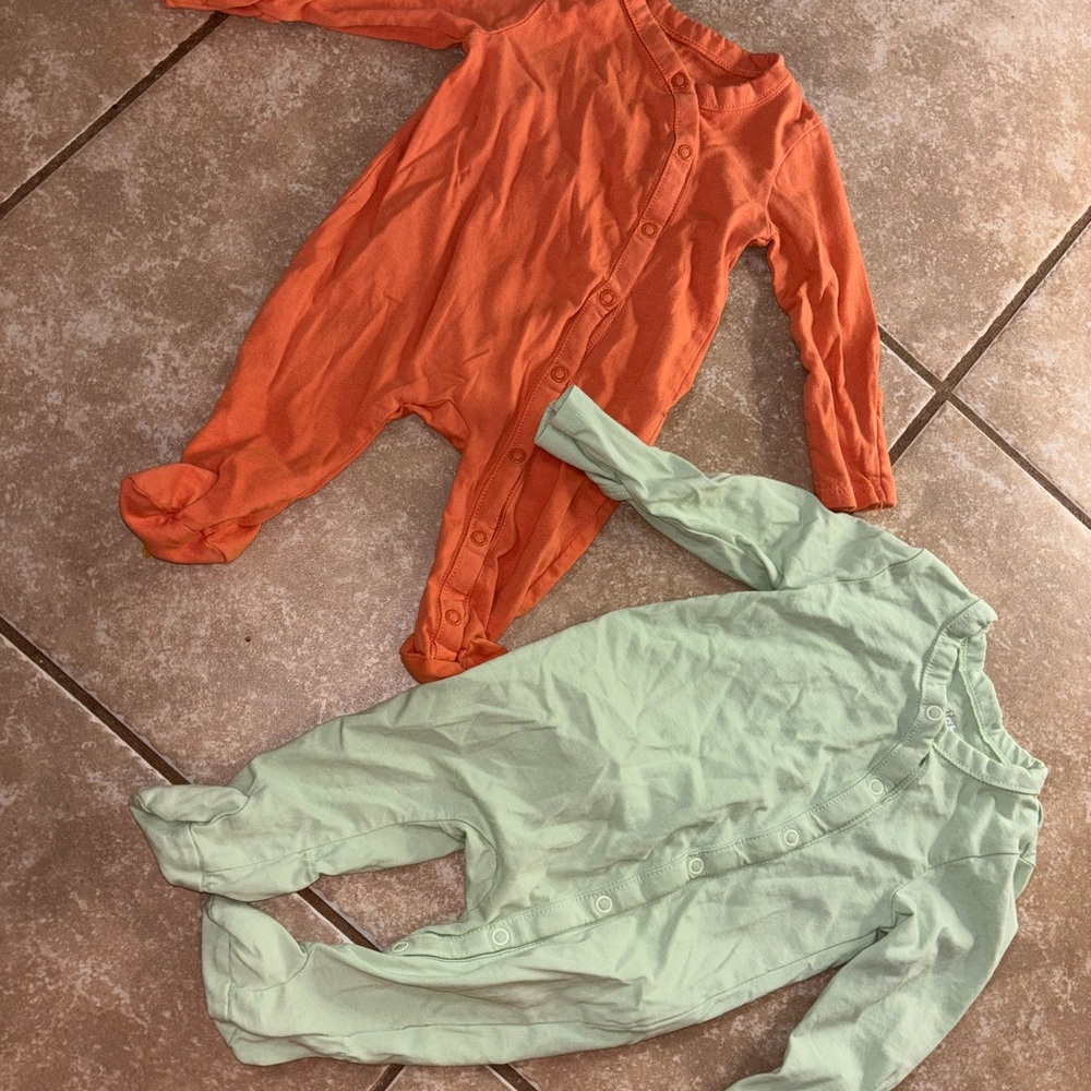 Vibrant Orange and Mint Kids Footies